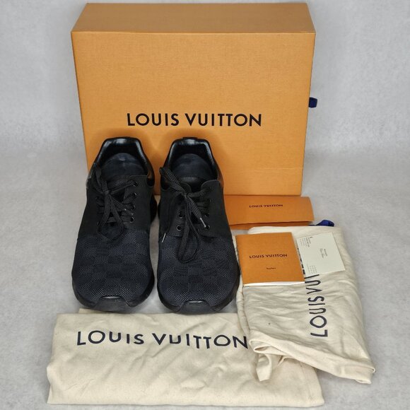 Louis Vuitton Black Damier Graphite Fastlane Sneakers Shoes Size 10 with Box - Picture 1 of 9